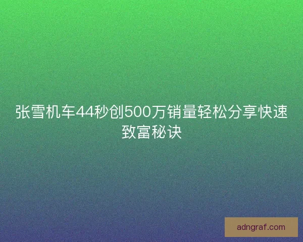 张雪机车44秒创500万销量轻松分享快速致富秘诀